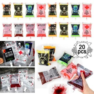 20-Pack Reusable Plastic Drink Bags, Leakproof Freezable Translucent Pouches for Smoothies, Juice & Alcohol, Party Supplies & Hot Weather Cooling - 1 of 4