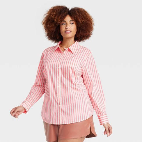 Women's Long Sleeve Slim Fit T-shirt - A New Day™ Pink Xl : Target