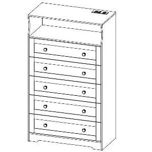 Tall 5-Drawer Dresser with Charging Station & LED Lights, Modern Vertical Wood Storage Organizer for Bedroom, Nursery, Hallway, 31.5" Wide - 1 of 1