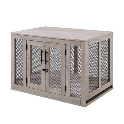 unipaws Wooden Dog Crate with Cushion & Tray