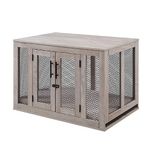 unipaws Wooden Dog Crate with Cushion & Tray - 1 of 4