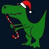 Men's Design By Humans Funny Christmas Green T-rex Dinosaur By SmileToday T-Shirt - 2 of 4