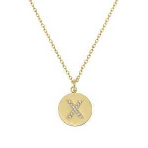 Adornia Tarnish Resistant 14k Gold Plated Initial Pave Disc Necklace - 1 of 3