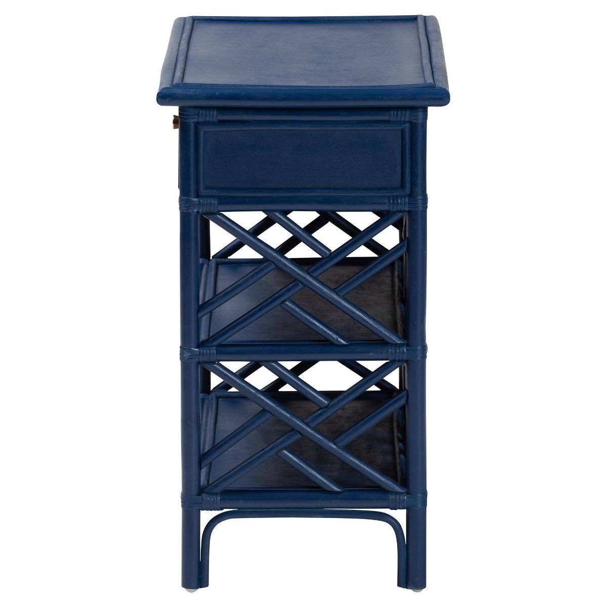 bali & pari Tiaret Natural Rattan Nightstand with Drawer and Shelves Blue - thumbnail 4