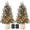 Artificial Christmas Tree With Warm White LED Lights- 3Ft Fiber Optic-Like Flocked Tree  for Home, Shops, Party and Holiday Christmas Decoration - 2 of 4