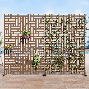 1-Piece 46.8 In. W x 71.37 In. H Brown Outdoor Metal Screen Decorative Art Panel - 1 of 4