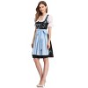 Vintage Women's Dress Set - Black Square Neck Dress with Blue Floral Embroidery, Blue Apron and White Crop Top - 4 of 4
