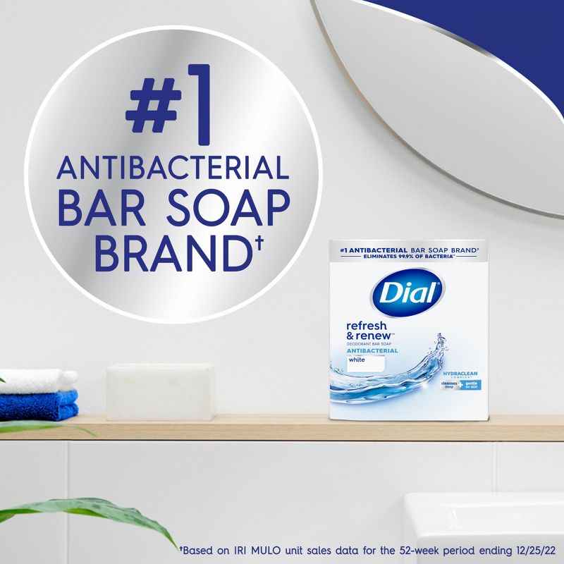 Dial Antibacterial Deodorant White Bar Soap - 3pk, 5 of 11