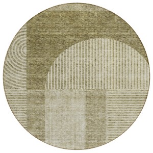 Taupe Beige And Tan Geometric Washable Indoor Outdoor Area Rug - 1 of 4