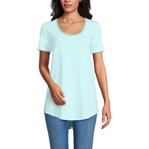 Lands' End Women's Short Sleeve Power Performance Scoop Neck Curved Hem Tunic Tee - 1 of 4