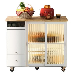 Bella Depot LED Light Kitchen Island Cart with Adjustable Shelf and 2 Drawers - 1 of 4