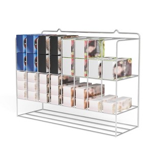 Hair Color Organizer Rack, 2-Tier Wall-Mounted Metal Salon Storage Display for Hair Dye Tubes, Silver - 1 of 4