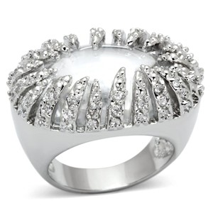 Slickblue Women’s Wide Band Ring in Silver, use Dome CZ Center and Claw Prongs, Rhodium Finish, Sizes 5 to 9 - 1 of 4