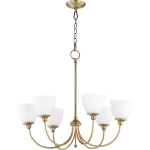 Quorum Lighting Celeste 6-Light Chandelier, Aged Brass, Glass, 28W, 24.5H - 1 of 1