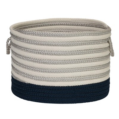 Colonial Mills Chloe Stripe Baskets Braided Basket, 18"x18"x12", Navy