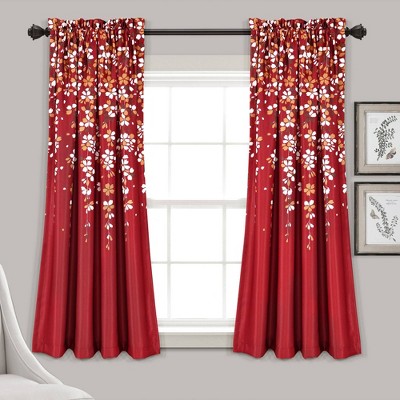 Set of 2 Weeping Flower Light Filtering Window Curtain Panels - Lush Décor