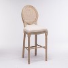 CIPACHO French Country Wooden Barstools Rattan Back With Upholstered Seating , Beige and Natural ,Set of  2 - 3 of 4