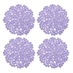 Unique Bargains Cotton Floral Pattern Vintage Lace Absorbent Coasters 4 Pcs 4.13" - 1 of 4
