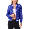 Anna-Kaci Women's Sequin Bomber Jacket with Ribbed Trim and Front Zipper Closure - 3 of 4