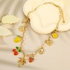 Gold Charm Necklace for Women Hawaii Style Necklace with Cute Dangle Coconut Tree Cherry Lemon Mango Strawberry Heart Fruit Bow Pendant Y2K Summer - 3 of 4