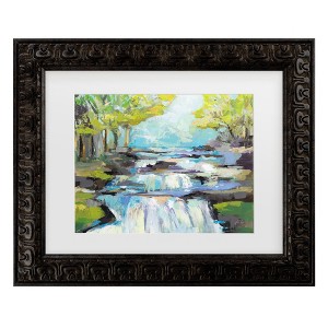 Trademark Fine Art - Jeanette Vertentes The Waterfall Matted Framed Art - 1 of 4
