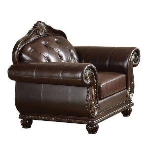 Acme Furniture Anondale Grain Leather Accent Chair Espresso/Cherry - 1 of 4