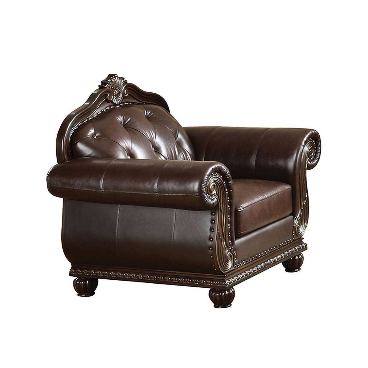 Acme Furniture Anondale Grain Leather Accent Chair Espresso/Cherry