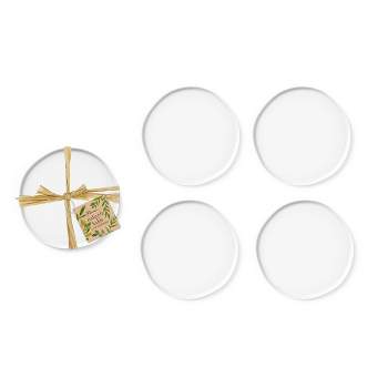 Set of 4 Nature's Table Appetizer Dinner Plates White - Rosanna
