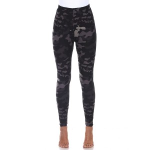 Women's Super Soft Midi-Rise Printed Leggings - One Size Fits Most - White Mark - 1 of 3