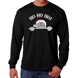 LA Pop Art Peeking Santa - Men's Word Art Long Sleeve T-Shirt - 1 of 4