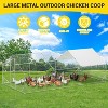 Large Walk-In Metal Chicken Coop, 9.8' x 19.7' x 6.6', Galvanized Run with Waterproof UV Cover, Triangular Bracing, Rust-Resistant Frame for Poultry - 2 of 4