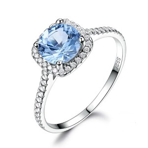 Halo Engagement Ring for Women Blue Topaz Sterling Silver Ginger Lyne Collection - 1 of 4