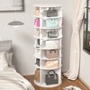 KTMBDW 7 Tier Rotating Shoe Rack Tower, Revolving 360 Shoe Rack Storage Round Carousel, Vertical Handbag Rotate Shoes Closet Organization, White - 2 of 4