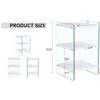 Vynxaria 3-Tier Bedside Table: MDF Top with White Finish, Transparent Tempered Glass Legs & Storage for Home/Office - 4 of 4