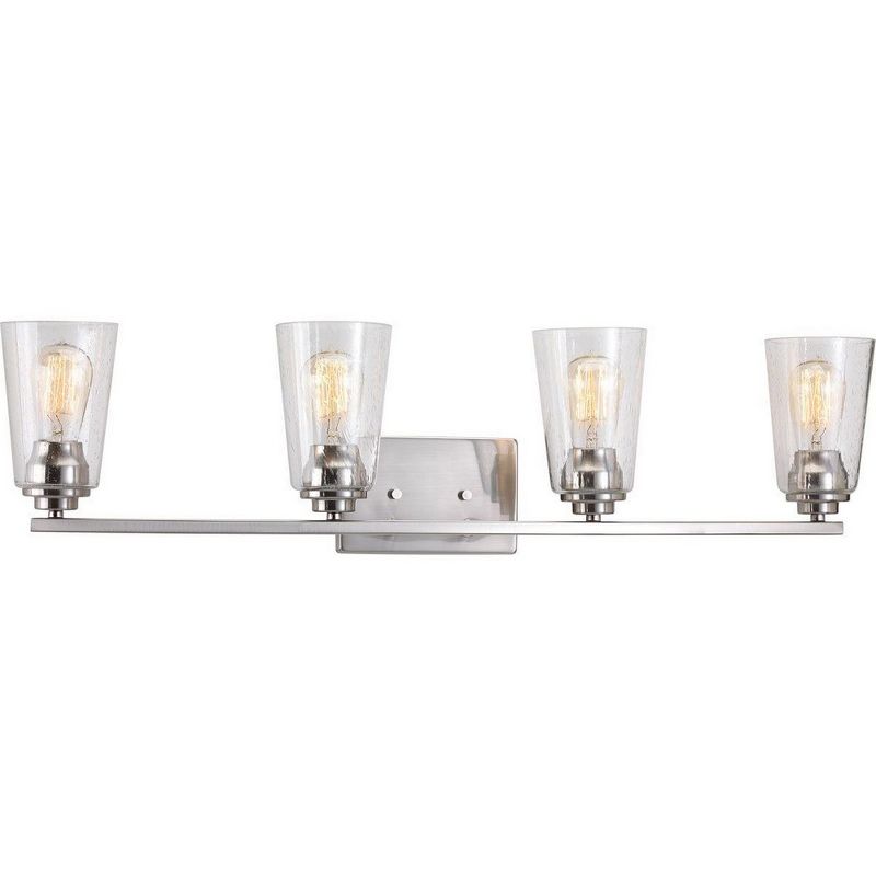 Progress Lighting Debut 4-Light Bath Vanity Fixture, Steel, Brushed Nickel, Clear or Frosted Seeded Shades, 2 of 6