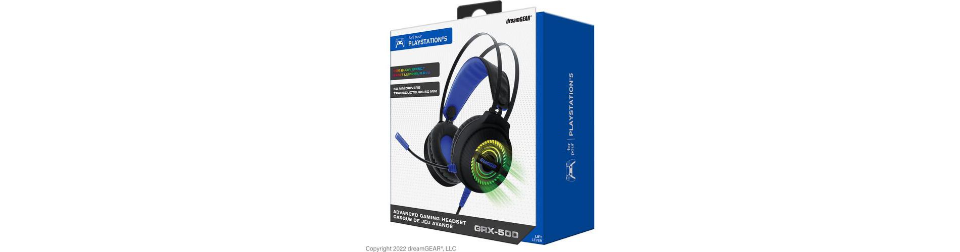 Dreamgear - Dreamgear DGPS5-7402 GRX-500 Game Headset RGB LED Playstation 5 & PS4 (Black & Blue)