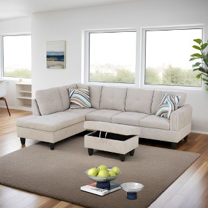 Chenille Velvet Sofa, Three-Piece Set for Living Room, Features Double-Layer Spring and Soft Comfort - 1 of 3