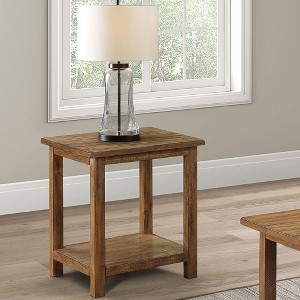 20" Distressed Java Wood End Table with Lower Shelf, Perfect for Rustic and Cozy Living Spaces - 1 of 4