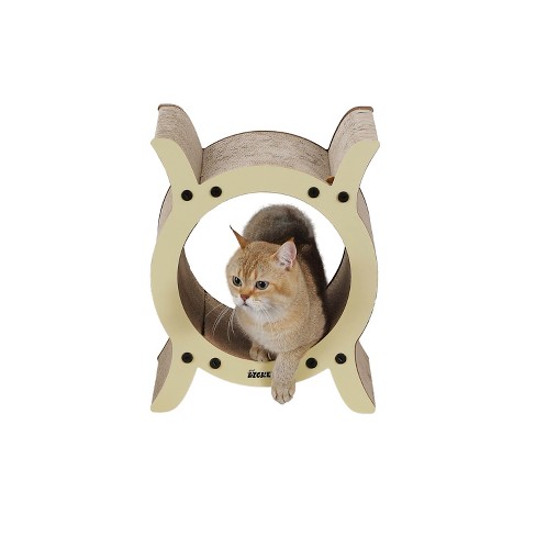 Nyan 16.5 Modern Cardboard Tunnel Cat Scratcher with Catnip Almond