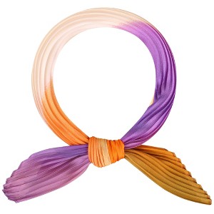 INSPIRE CHIC Women's Pleated Gradient Contrast Color Long Stretchy Satin Neck Scarves 1Pc - 1 of 4