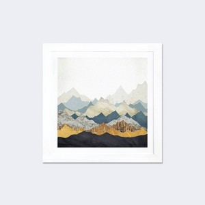 24" x 24" Distant Peaks by Spacefrog Designs Framed Fine Art Paper Print White - iCanvas: Modern Decor, Hardwood Frame, D Ring Mount - 1 of 3