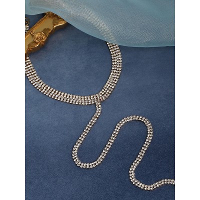 SOHI Women's Crystal Silver The Bijou Multi-Layer Lariat Necklace
