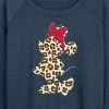 Women's - Disney - Leopard Print Minnie Lightweight French Terry Wide Neck Long Sleeve Shirt - 2 of 4
