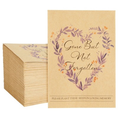 Pipilo Press 100 Pack Brown Seed Envelopes for Memorial Service, "Gone But Not Forgotten" (3.5 x 5 in)