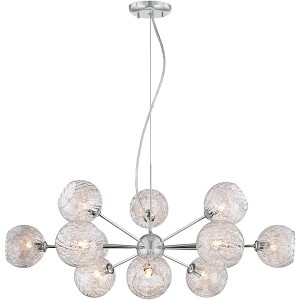 Possini Euro Design Wired Chrome Chandelier Lighting 32" Wide Modern Sputnik Art Glass 12-Light Fixture for Dining Room House Foyer Kitchen Island - 1 of 4