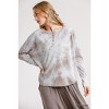 Slickblue Tie Dye Button Front Top, Women's Round Hem Ribbed Shirt, Casual Layering Piece, Mocha, S - 2 of 4