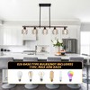 28" Farmhouse 3-Light Chandelier with Metal Frame, Faux Wood Beam, Geometric Shades, Adjustable Height for Dining, Kitchen Island, or Lounge - 3 of 4