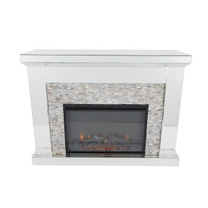 Glam Wood Electric Fireplace Clear - Olivia & May: Luxury Indoor Heater, No Assembly Required - 1 of 4