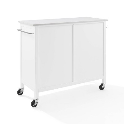 Soren 44" White Stone Top Kitchen Island Cart