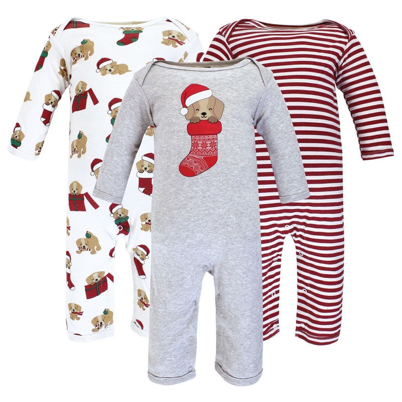 Hudson Baby Unisex Baby Cotton Coveralls, Christmas Dog, 1 of 7